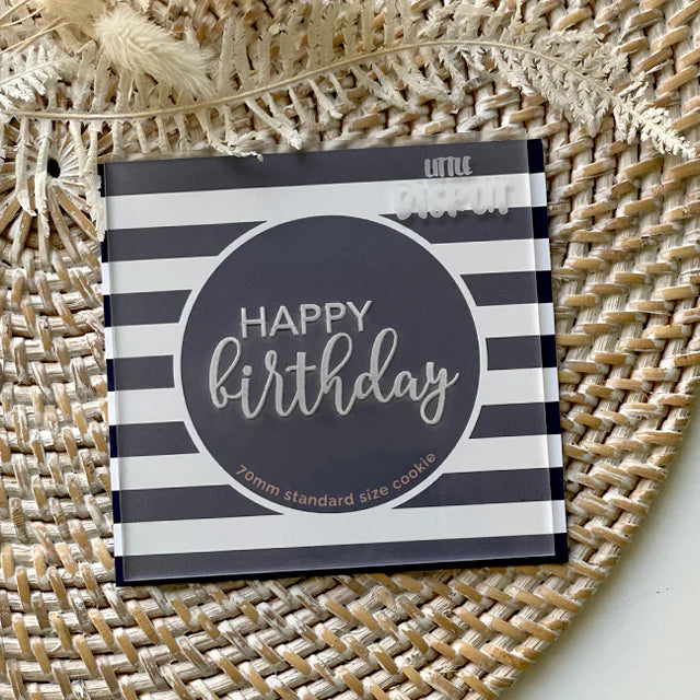 Debosser Plate 'Little Biskut' Happy Birthday Cursive