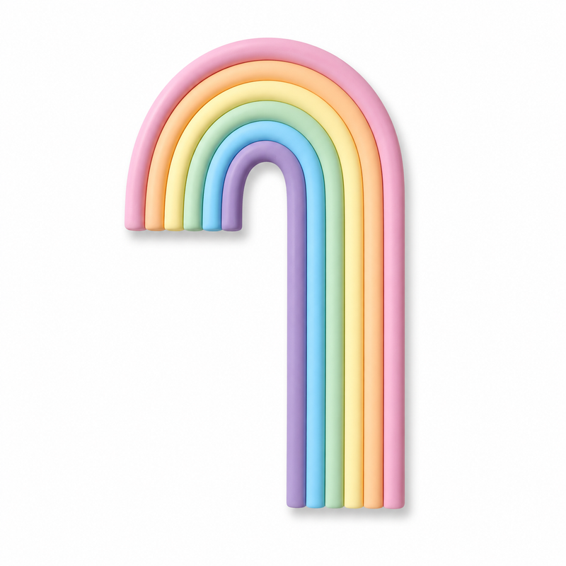 Fondant Topper Cascading Pastel Rainbow