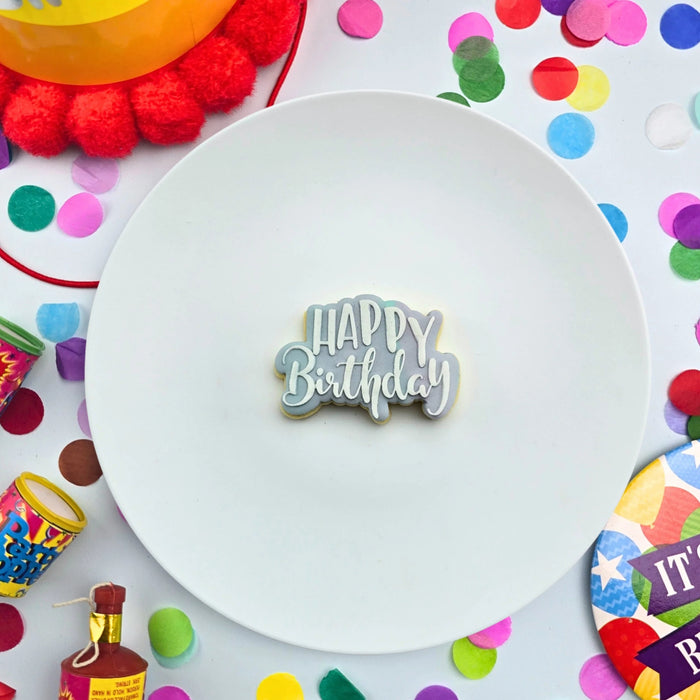 Stamp Debosser With Cutter Happy Birthday Mini