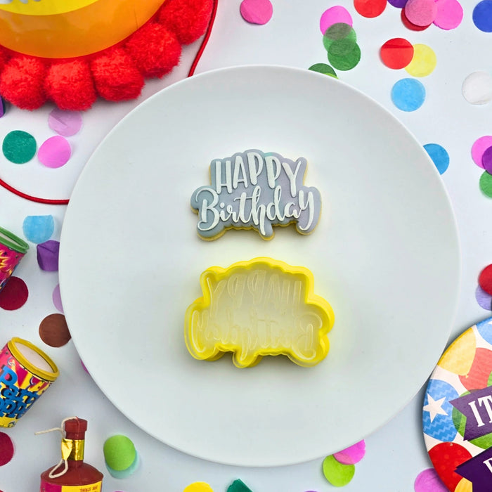 Stamp Debosser With Cutter Happy Birthday Mini