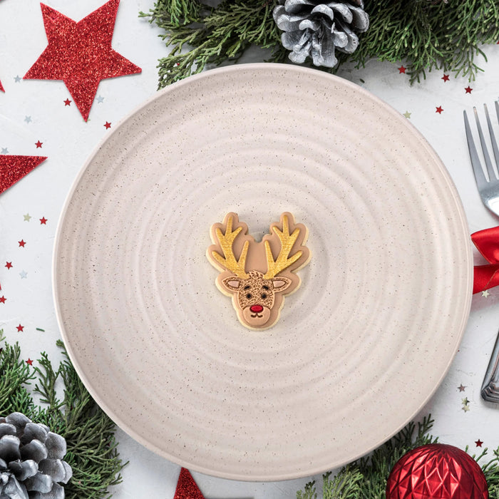 Stamp Debosser With Cutter Reindeer Mini