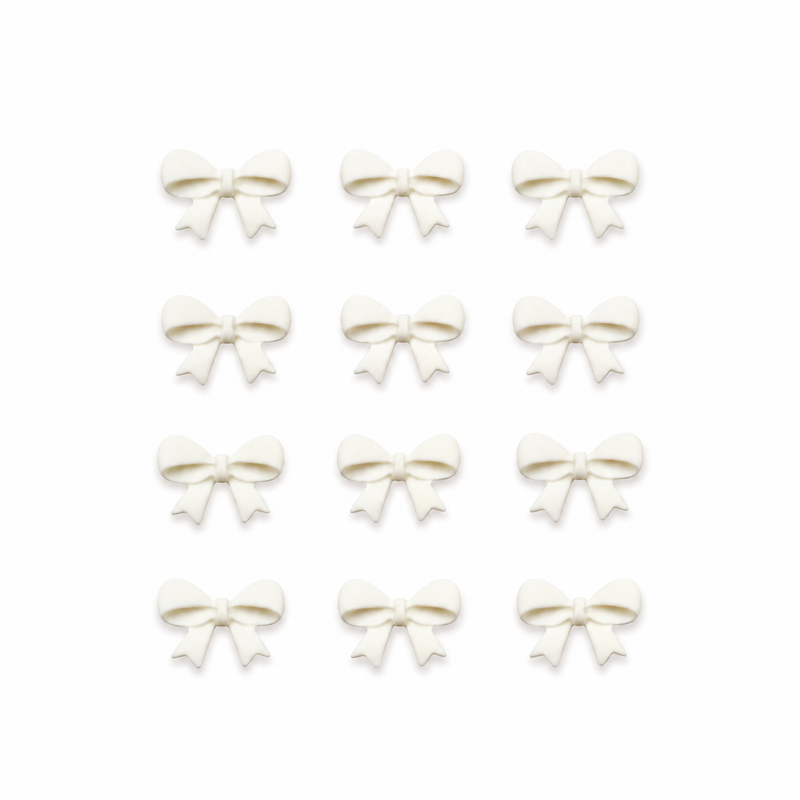 Fondant Topper White Mini Bow 12pc