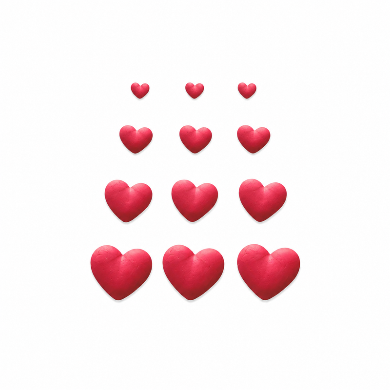 Fondant Topper Mixed Red Heart 12pc