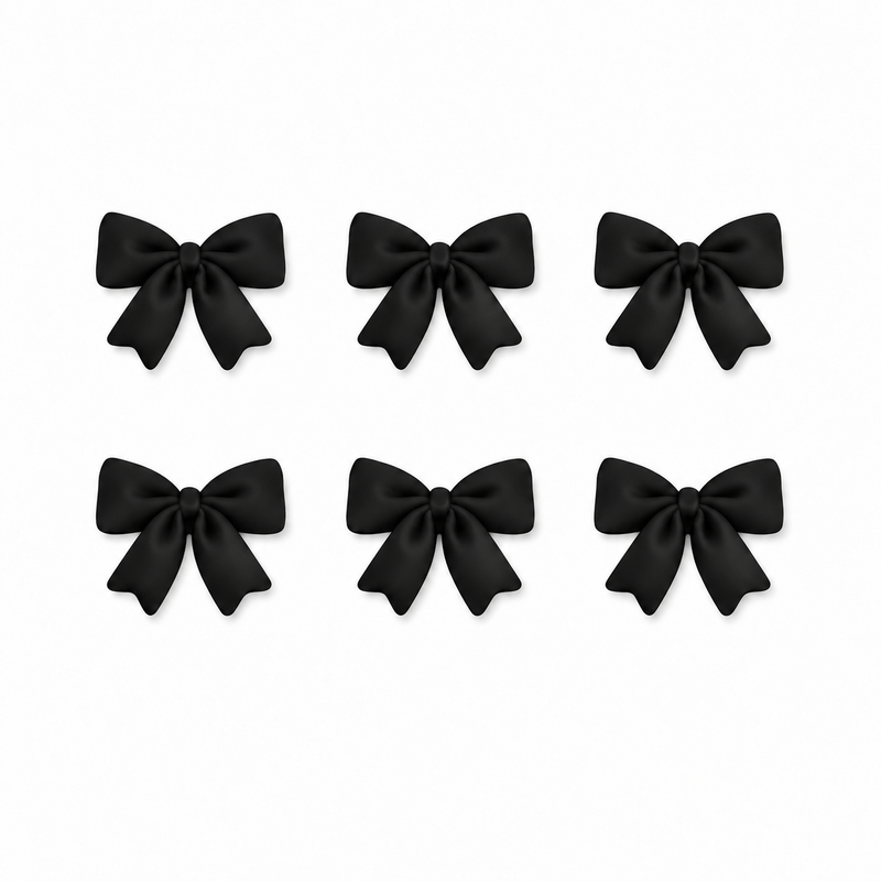 Fondant Topper Black Bow 6pc