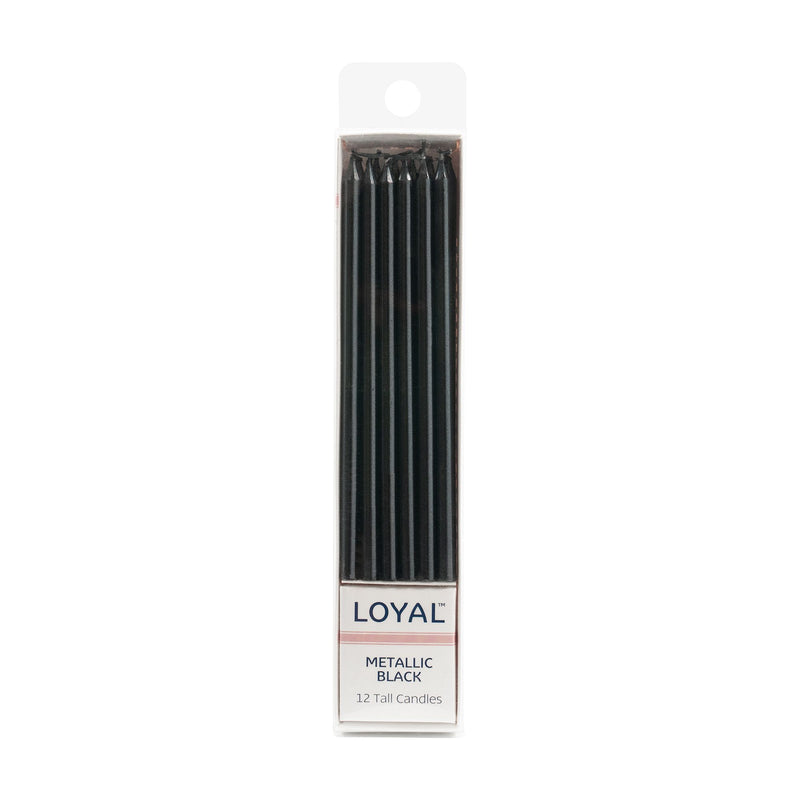 Tall Candles Metallic Black 12pc