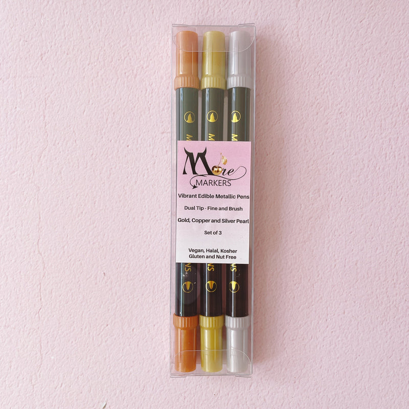 More Metallic Edible Markers - Gold, Copper, Silver Pearl