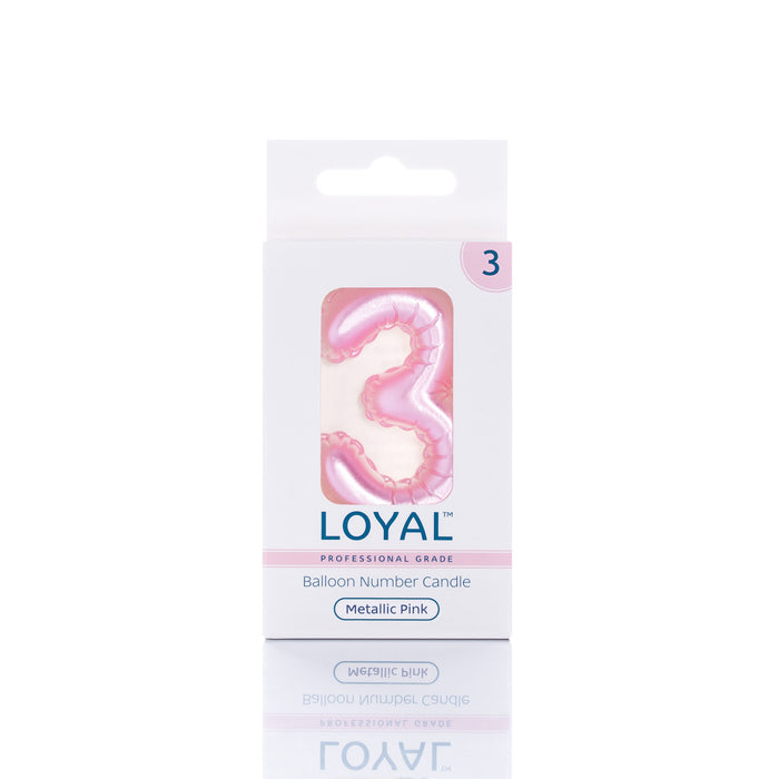 Balloon Candle Number Metallic Pink