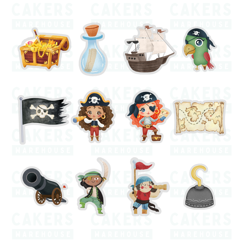 Edible Wafer Cupcake Toppers 12pc Pirate