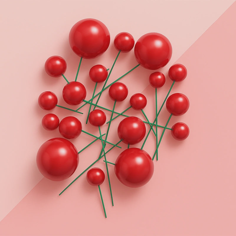 Shiny Ball Topper Red Pearl 20pc