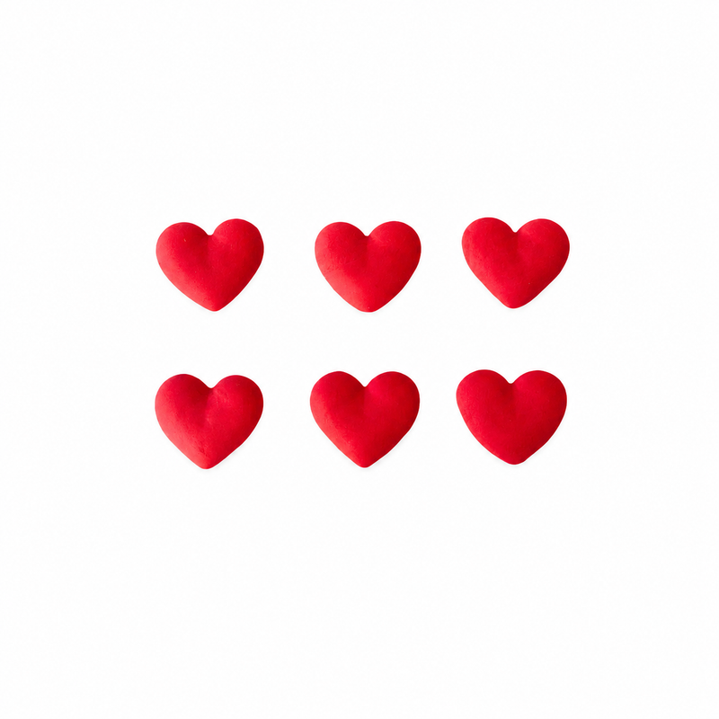 Fondant Topper Large Red Heart 6pc