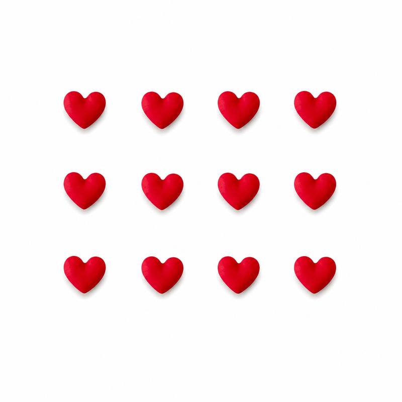 Fondant Topper Mini Red Heart 12pc