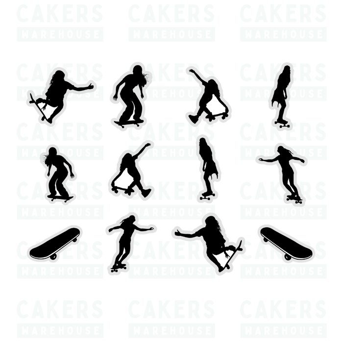 Edible Wafer Cupcake Toppers 12pc Skater Girl