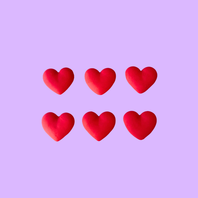 Fondant Topper Large Red Heart 6pc