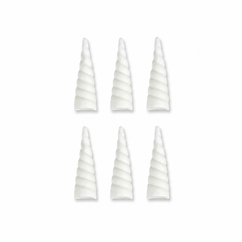 Fondant Topper Mini White Unicorn Horn 6pc