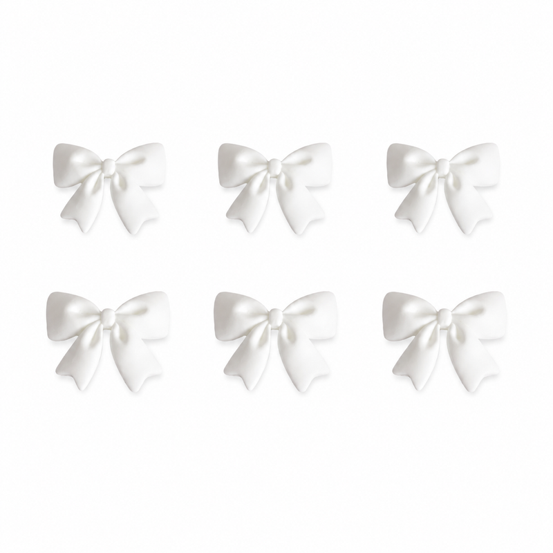 Fondant Topper White Bow 6pc