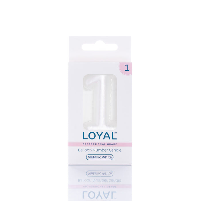 Balloon Candle Number Metallic White