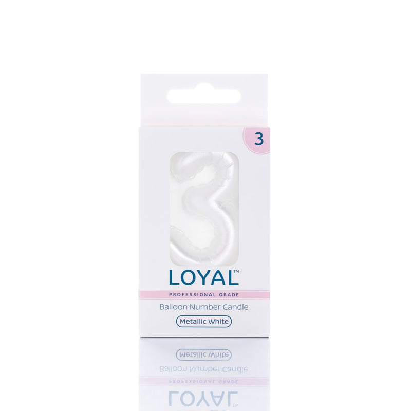 Balloon Candle Number Metallic White