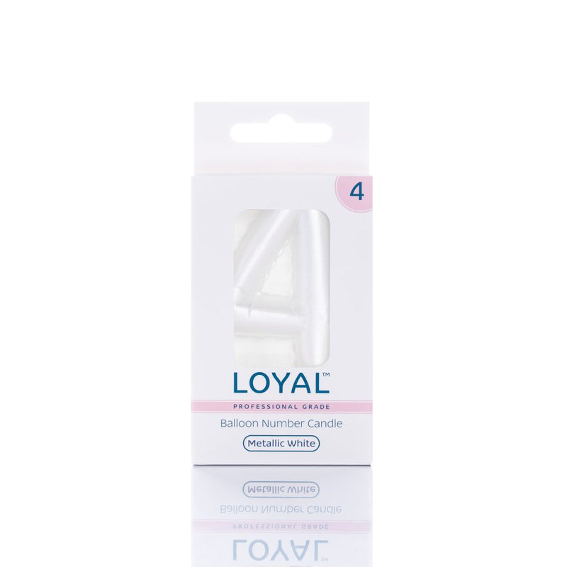 Balloon Candle Number Metallic White