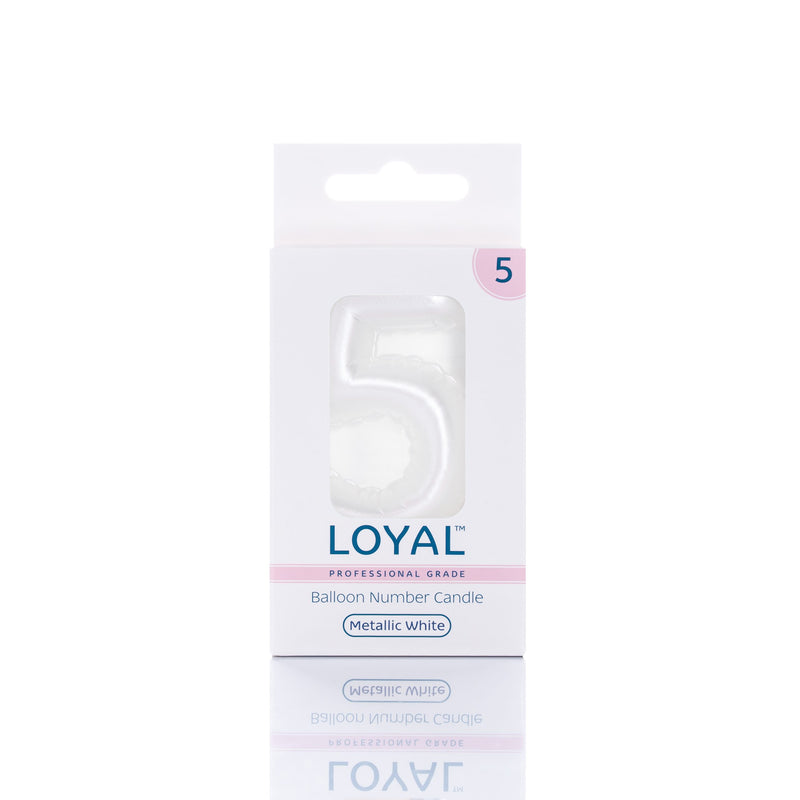 Balloon Candle Number Metallic White