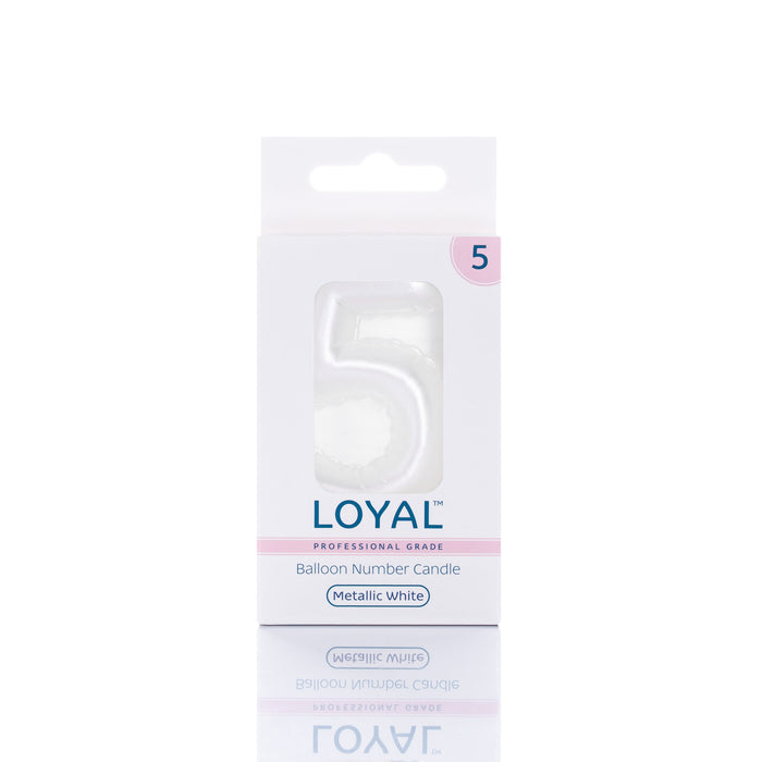 Balloon Candle Number Metallic White