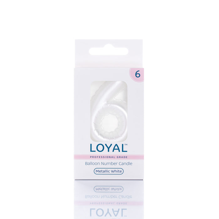 Balloon Candle Number Metallic White