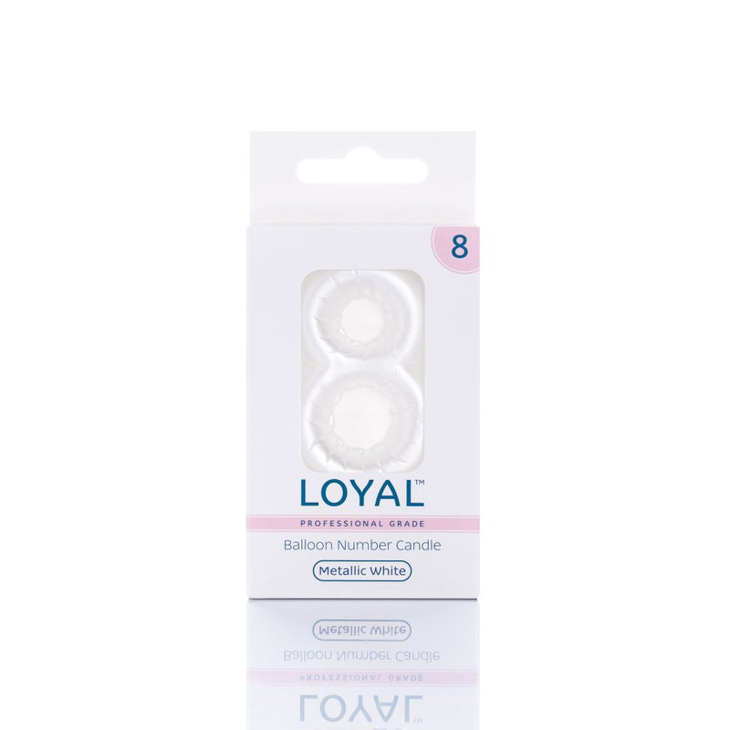 Balloon Candle Number Metallic White