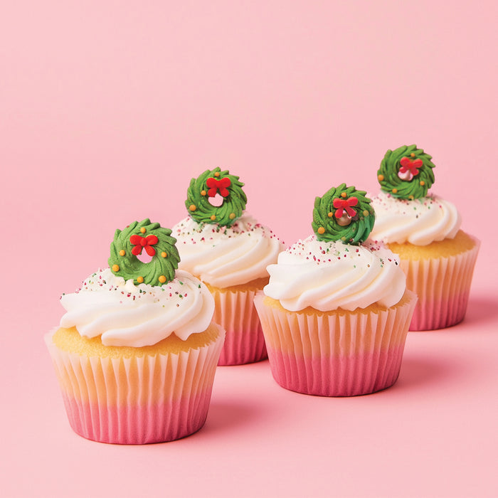 Icing Decorations Christmas Wreaths 8pc