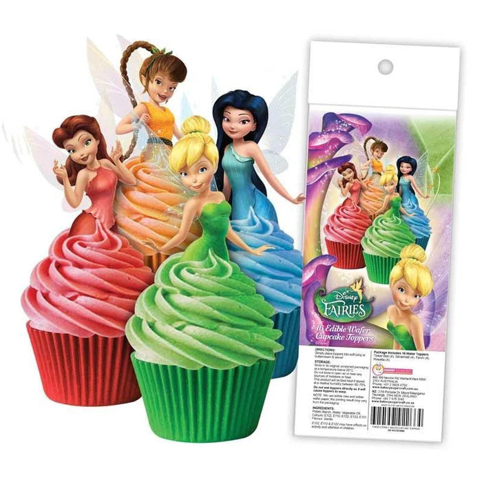 EDIBLE WAFER CUPCAKE TOPPERS 16PC DISNEY FAIRIES *CLEARANCE*