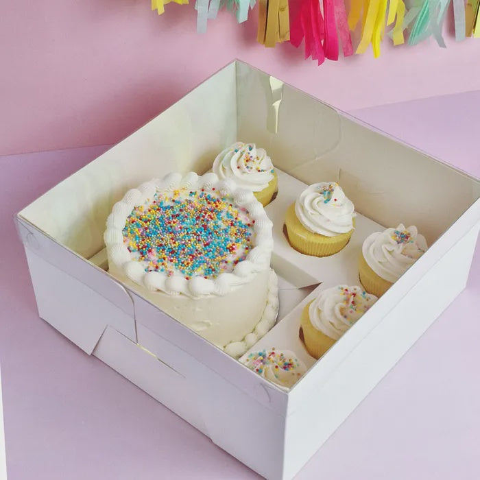 White Bento Cake & Cupcake Box 5 Hole