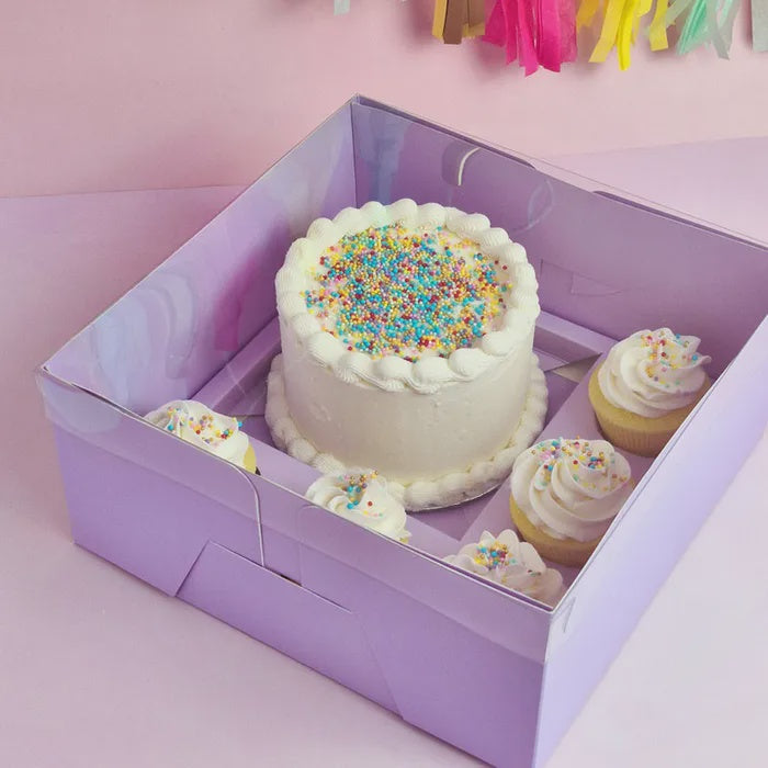 Lilac Bento Cake & Cupcake Box 5 Hole