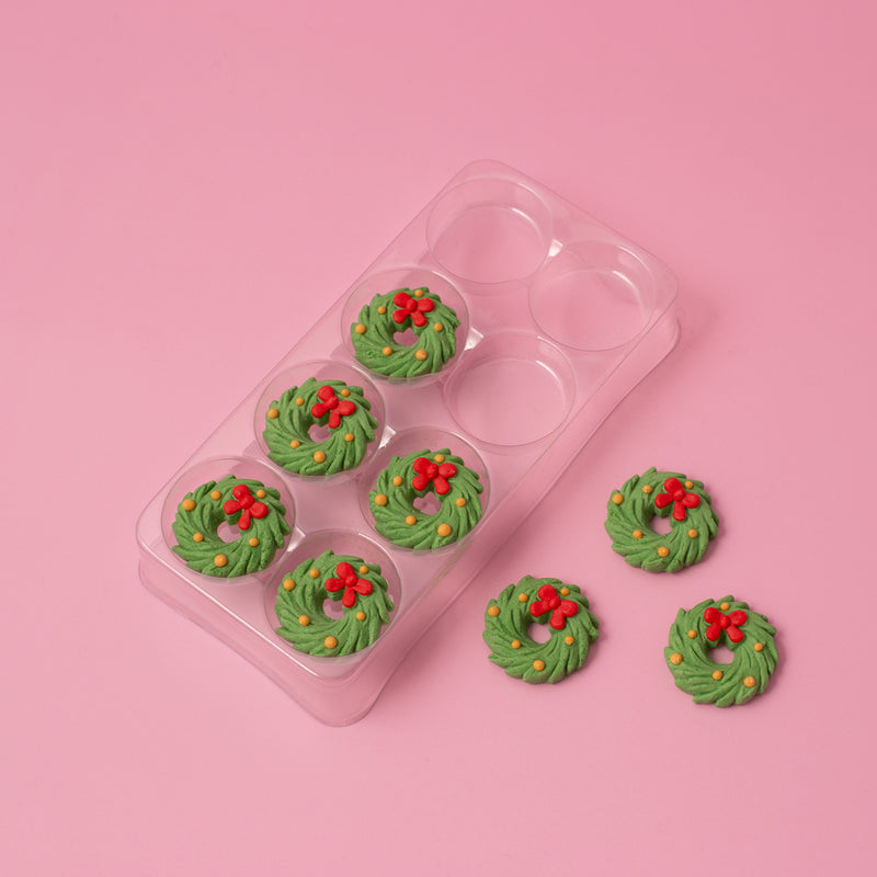 Icing Decorations Christmas Wreaths 8pc