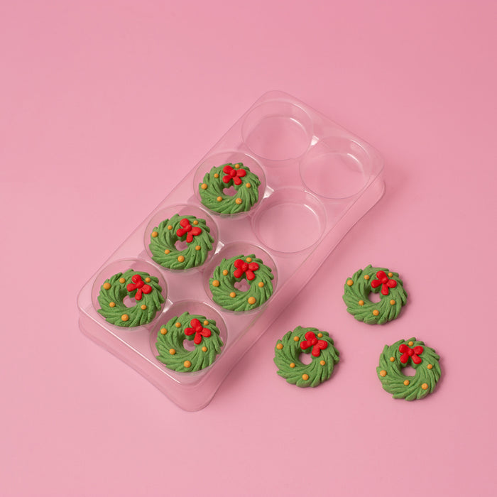 Icing Decorations Christmas Wreaths 8pc