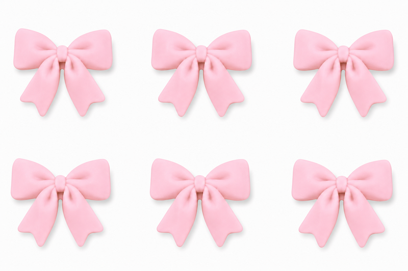 Fondant Topper Pink Bow 6pc