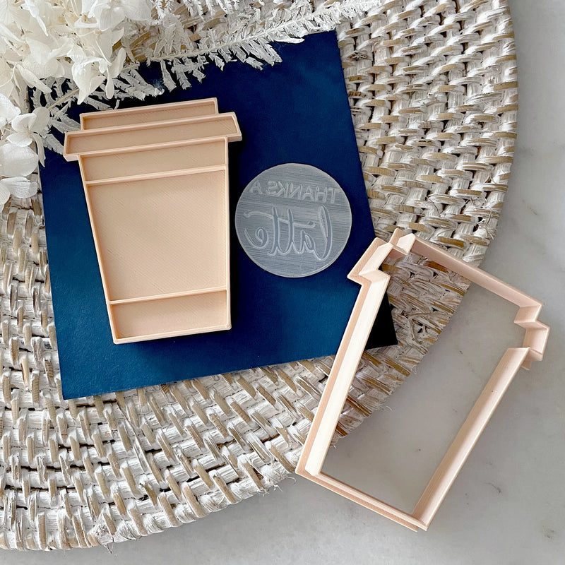 Stamp Embosser With Cutter 'Little Biskut' Thanks A Latte