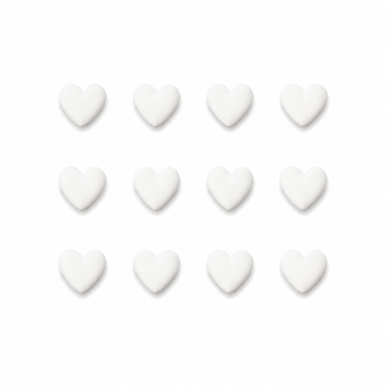 Fondant Topper Mini White Heart 12pc