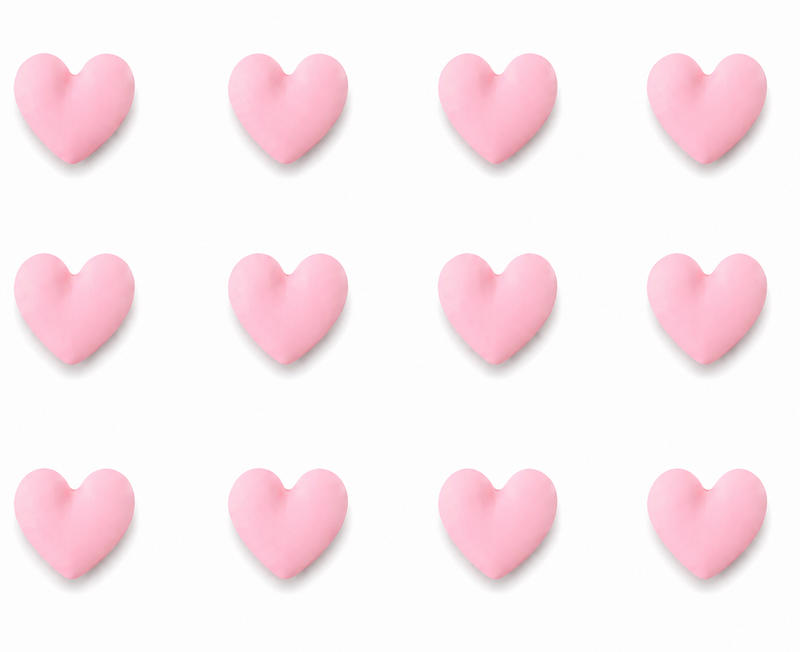 Fondant Topper Mini Pink Heart 12pc