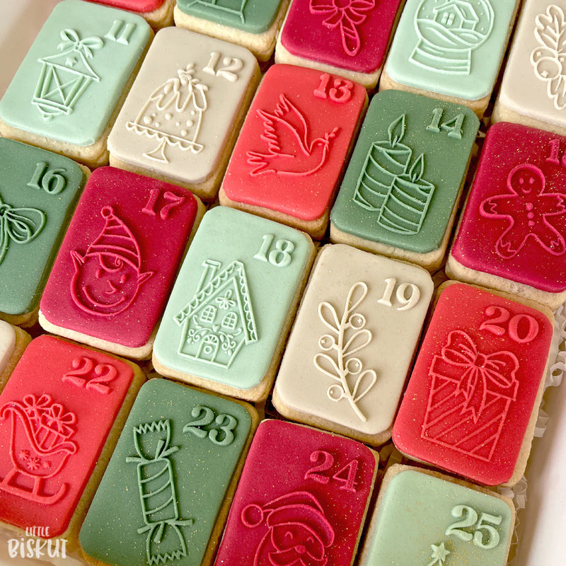 Stamp Debosser With Cutter 'Little Biscut" Holly  Jolly Advent Calender