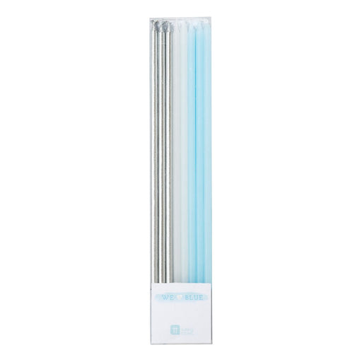 CANDLES BLUE TALL 16PC