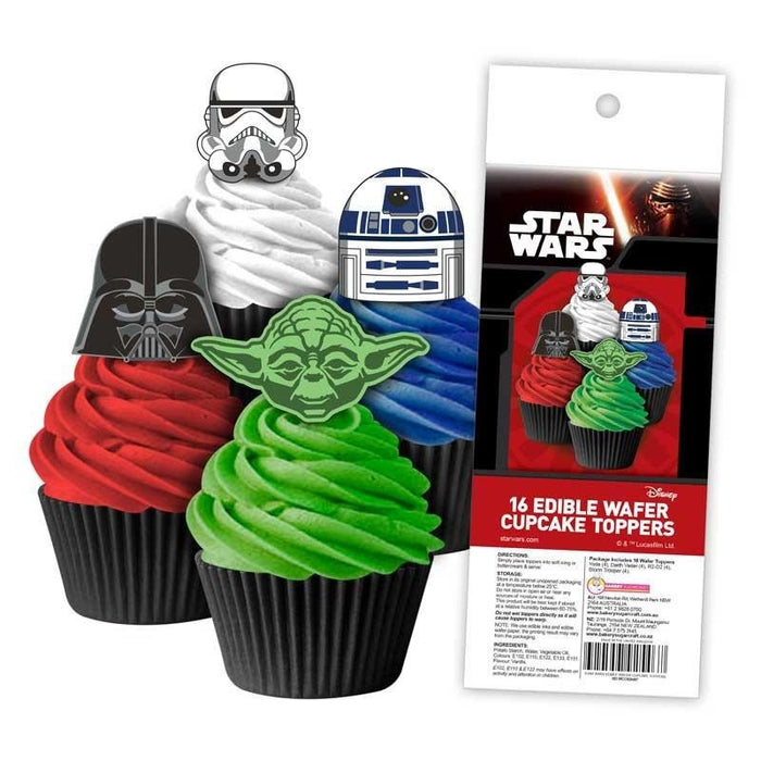 EDIBLE WAFER CUPCAKE TOPPERS 16PC STAR WARS