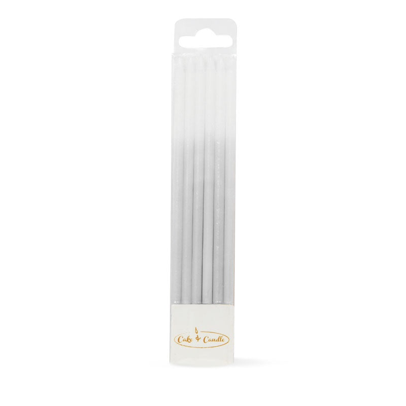 Candles Tall Ombre Silver 12pc