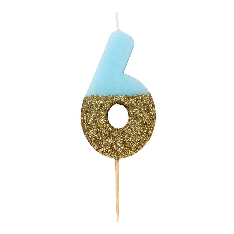 Dipped Number Candle Blue #6 Clearance*
