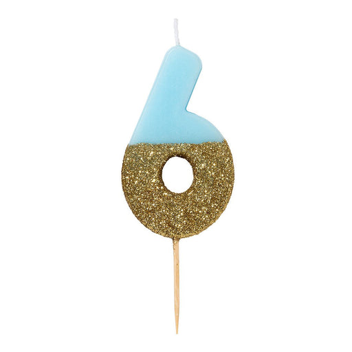 Dipped Number Candle Blue #6