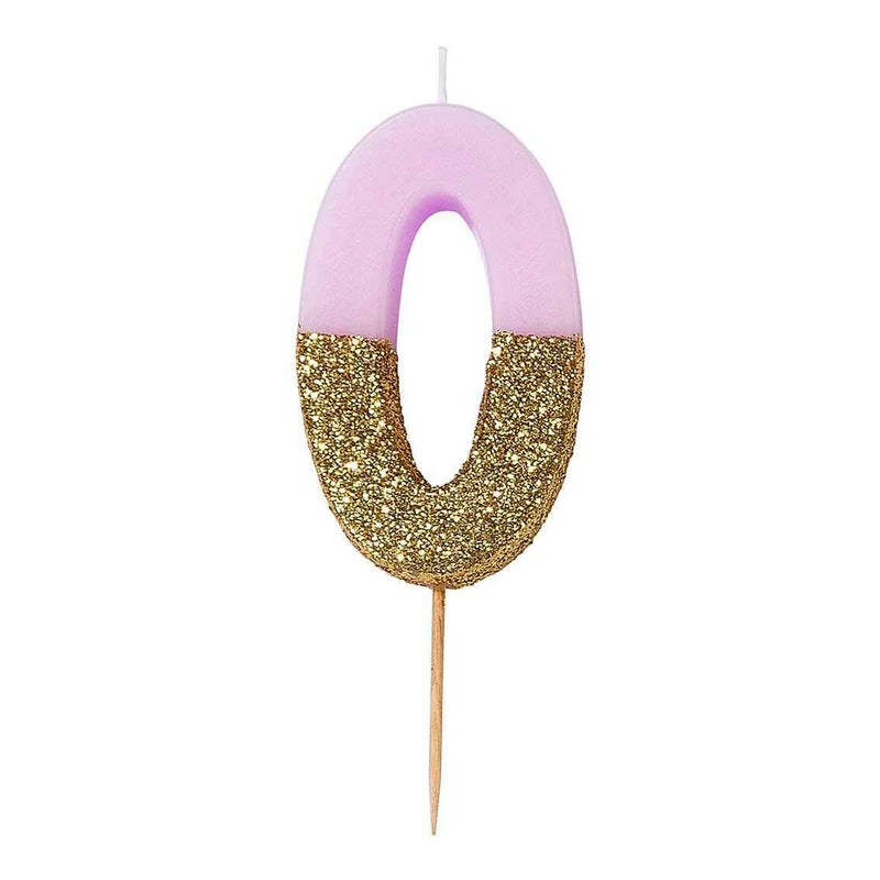 Dipped Number Candle Pink #0 *Clearance*