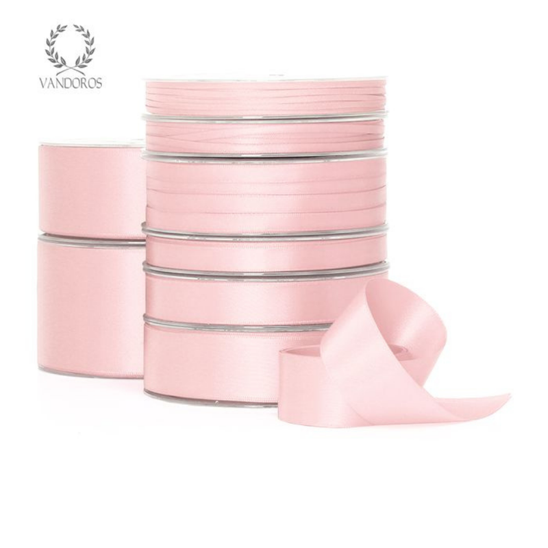 RIBBON POLY SATIN POWDER PINK ROLL 38MM
