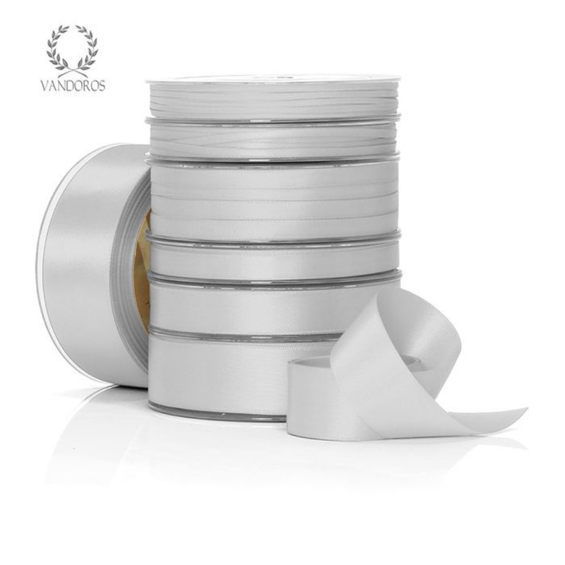RIBBON POLY SATIN SILVER ROLL 25MM