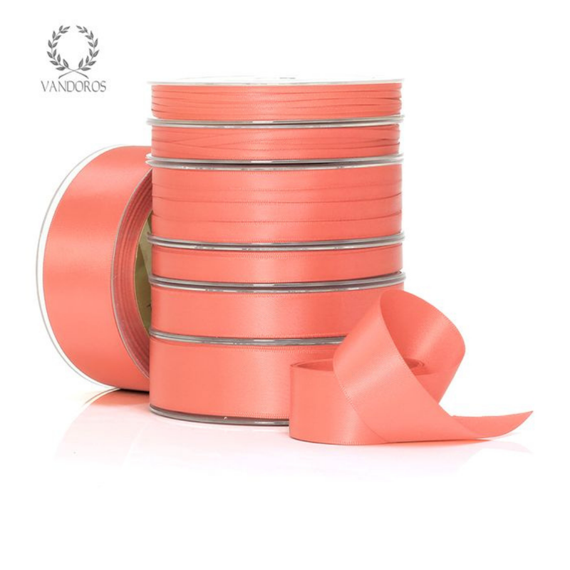 Ribbon Poly Satin Coral Roll 6mm