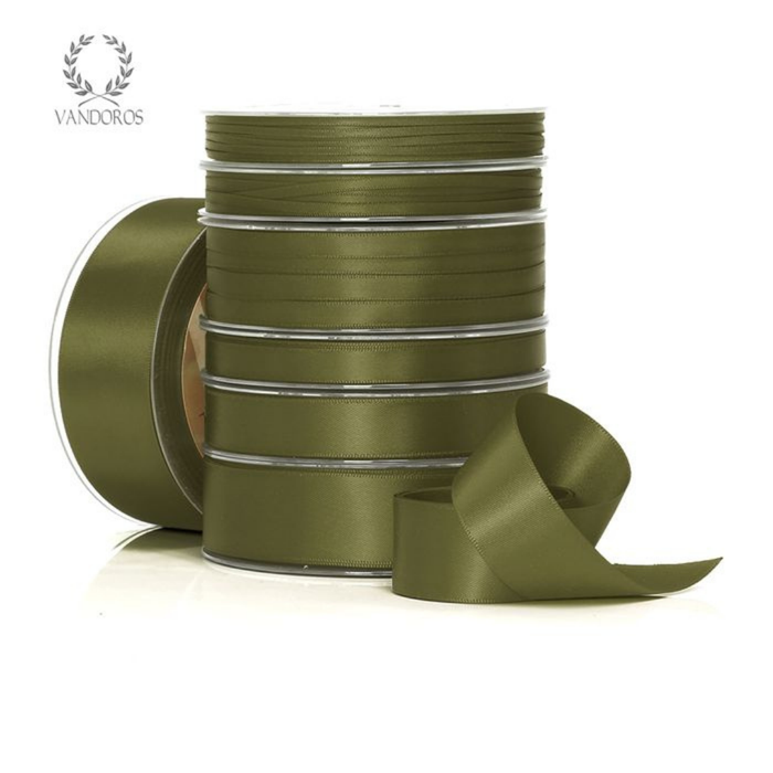 RIBBON POLY SATIN OLIVE ROLL 25MM