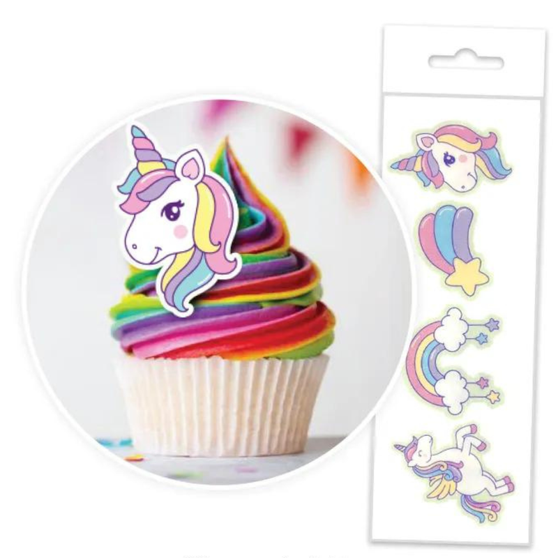 Edible Wafer Cupcake Toppers 16pc Unicorns