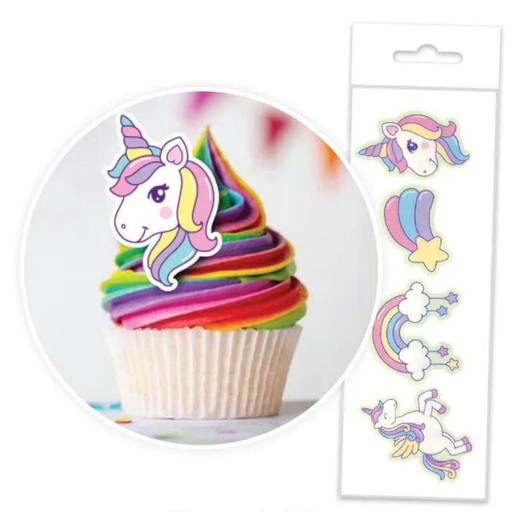 EDIBLE WAFER CUPCAKE TOPPERS 16PC UNICORNS