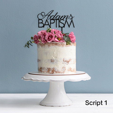 Topper Script Name Block Baptism With Cross Option